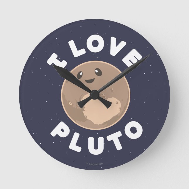I Love Pluto Round Clock (Front)