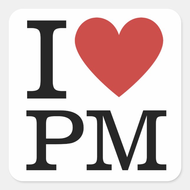 I ❤️ Love PM - Project Management STICKER (Front)