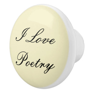 I Love Poetry Ceramic Knob (Cream & Black)