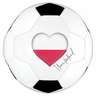 I Love Poland Flag Colours Heart Soccer Ball