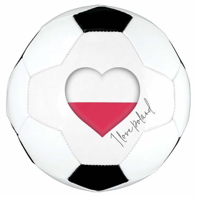 I Love Poland Flag Colours Heart Soccer Ball (Front)