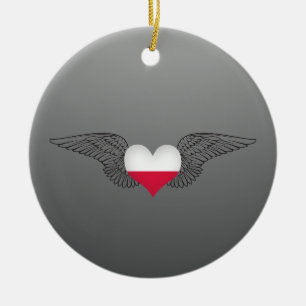 I Love Poland -wings Ceramic Tree Decoration