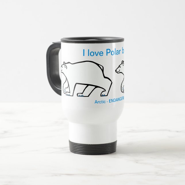 I love Polar BEARS - Animal lover - Arctic - Travel Mug (Front Left)
