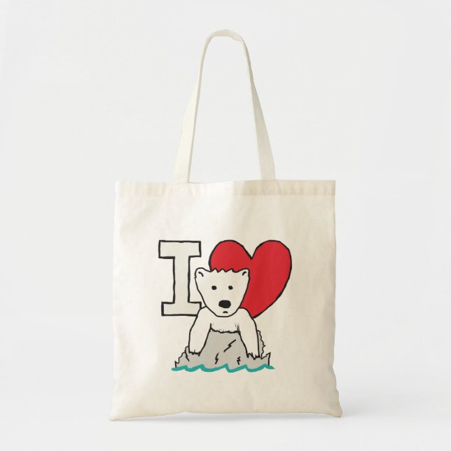 I Love Polar Bears Tote Bag (Front)