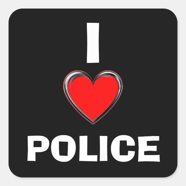 I LOVE POLICE "HEART ART" SQUARE STICKER (Front)