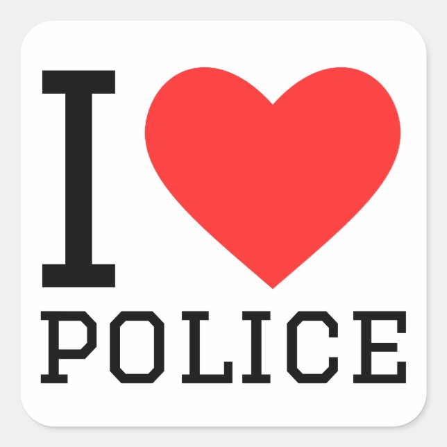 i love police square sticker (Front)