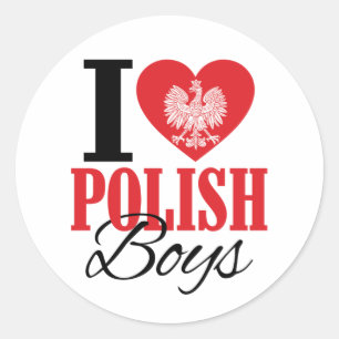 I Love Polish Boys Classic Round Sticker