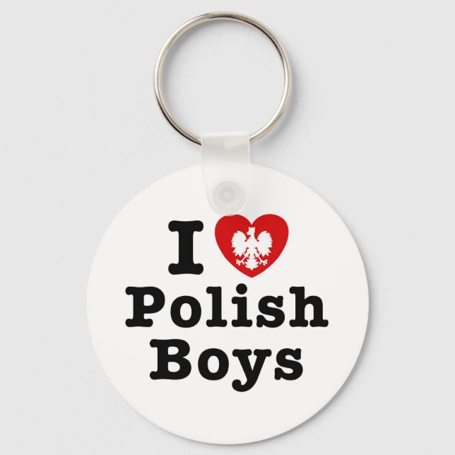 I Love Polish Boys Key Ring (Front)
