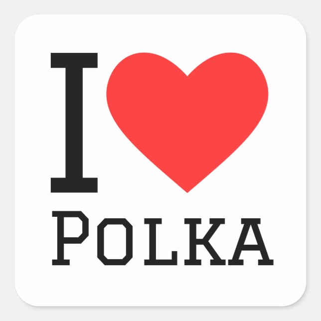 I love polka square sticker (Front)