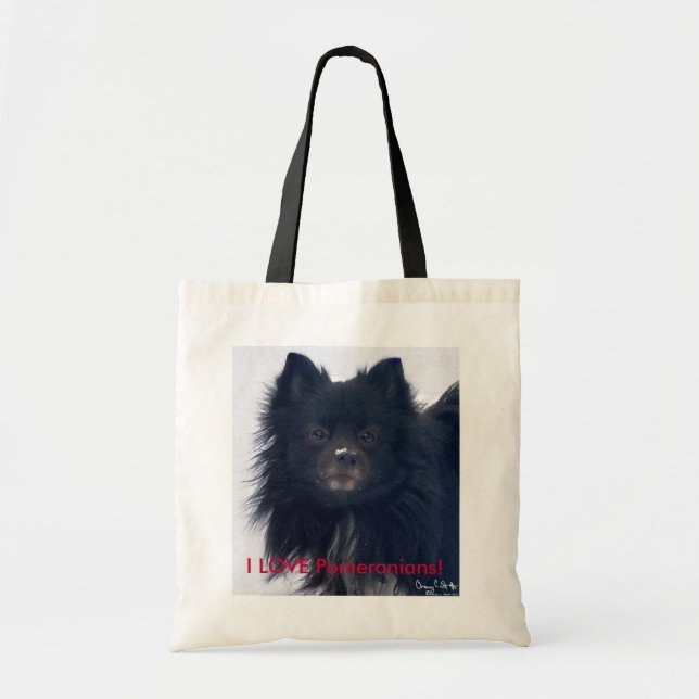 "I LOVE Pomeranians!" Watercolor Portrait Tote (Front)