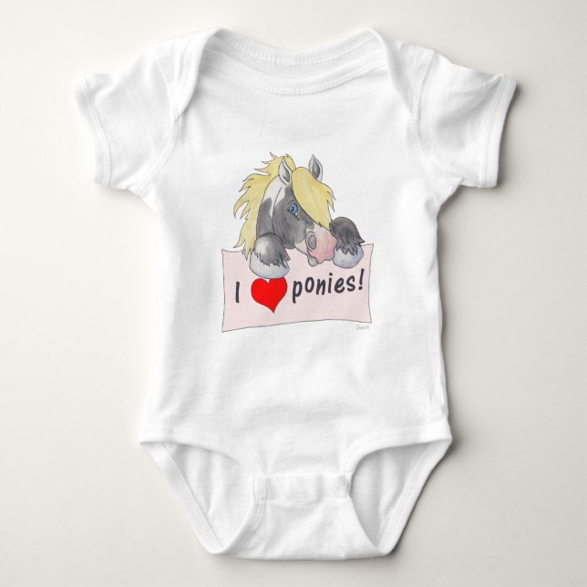 I love Ponies! Baby Bodysuit (Front)