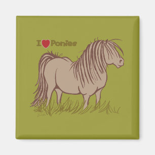I Love Ponies Magnet