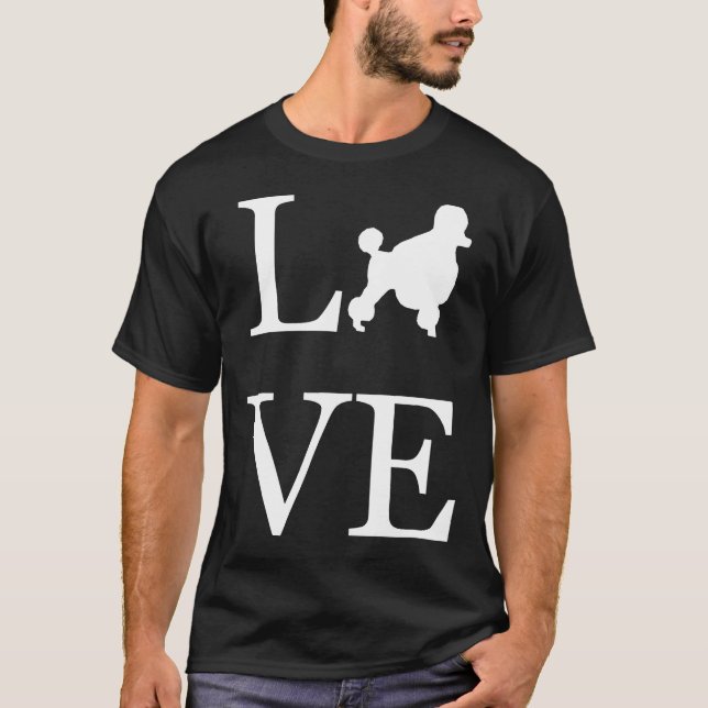 I Love Poodle Silhouette Dog Lover Gift Mum Dad Pe T-Shirt (Front)