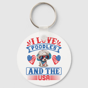 I love Poodles and the USA 01 Key Ring