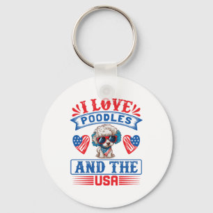 I love Poodles and the USA 01 Key Ring