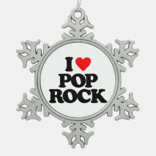I LOVE POP ROCK SNOWFLAKE PEWTER CHRISTMAS ORNAMENT
