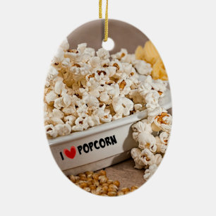 I Love Popcorn Ceramic Tree Decoration