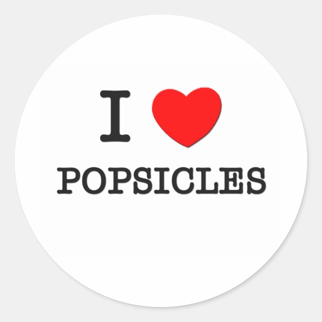 I Love Popsicles Classic Round Sticker (Front)