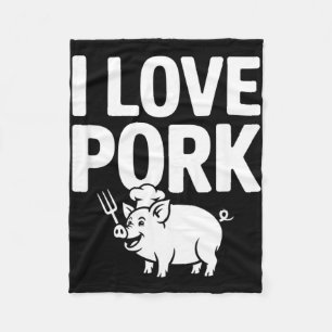 I love pork chef pig bbq fork fleece blanket