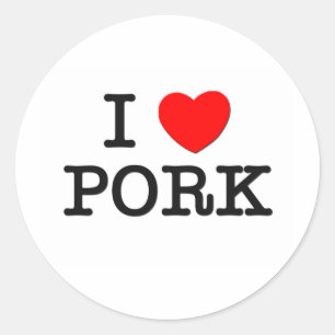 I Love PORK ( food ) Classic Round Sticker