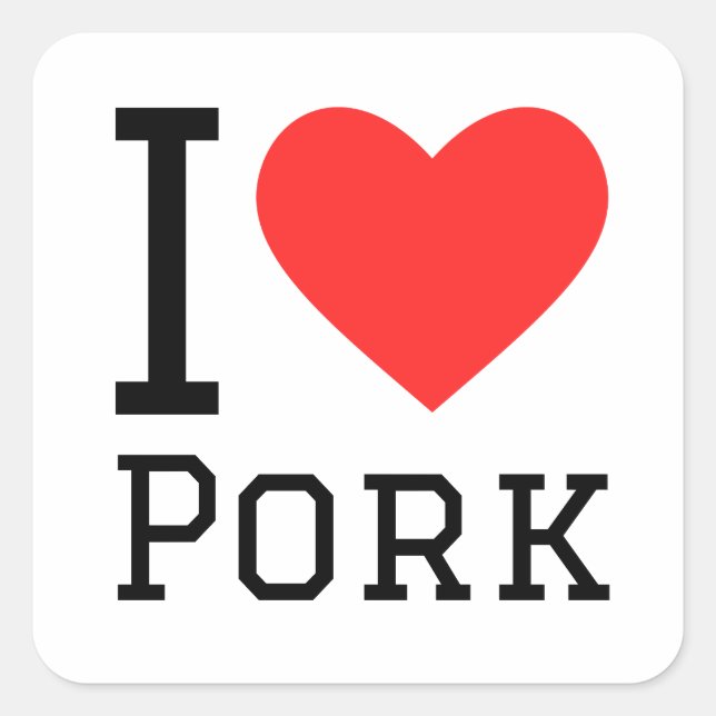I love pork square sticker (Front)