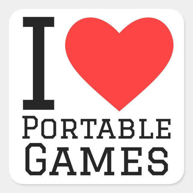 I love portable games square sticker (Front)