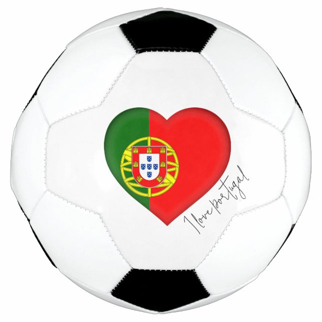 I Love Portugal Flag Colours Heart Soccer Ball (Front)