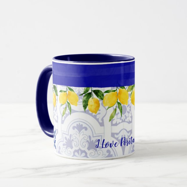 I Love Positano Mug Lemons Tile Amalfi Coast 2 (Front Left)