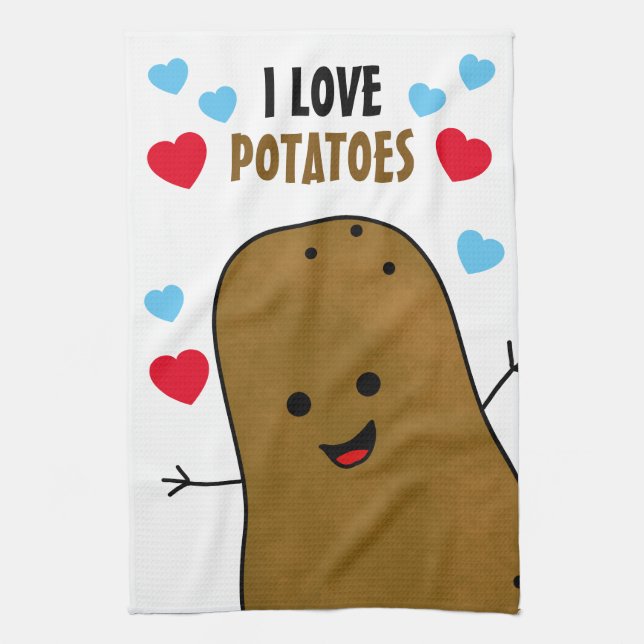 I Love Potatoes  Tea Towel (Vertical)