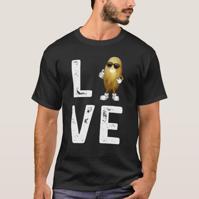 I Love Potatoes Vegetable  Potato In Sunglusses Te T-Shirt (Front)