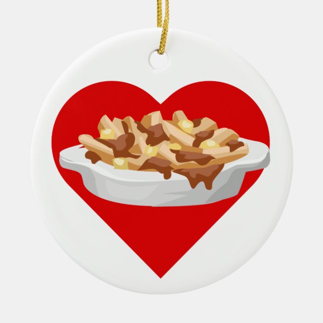 I love poutine ceramic tree decoration (Front)