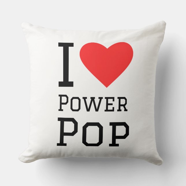 I love power pop square sticker cushion (Front)