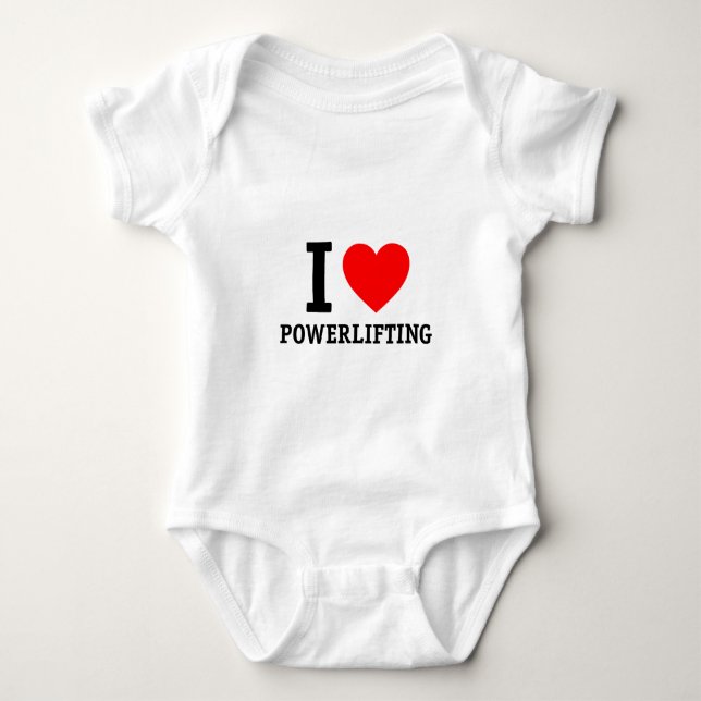 I Love Powerlifting Baby Bodysuit (Front)