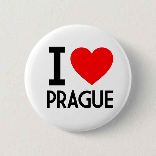 I Love Prague 6 Cm Round Badge (Front)