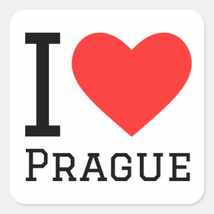 I love Prague Square Sticker