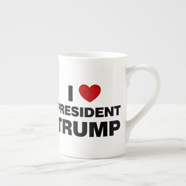 I Love President Trump Heart Bone China Mug (Right)