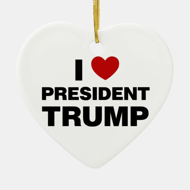 I Love President Trump Heart Ceramic Tree Decoration (Front)