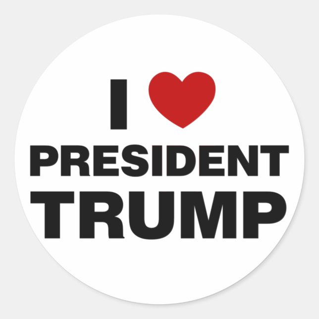 I Love President Trump Heart Classic Round Sticker (Front)
