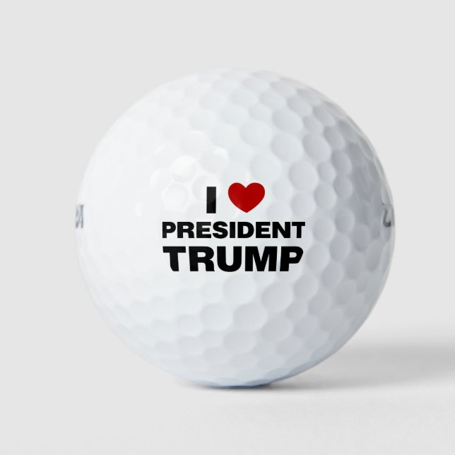 I Love President Trump Heart Golf Balls (Front)