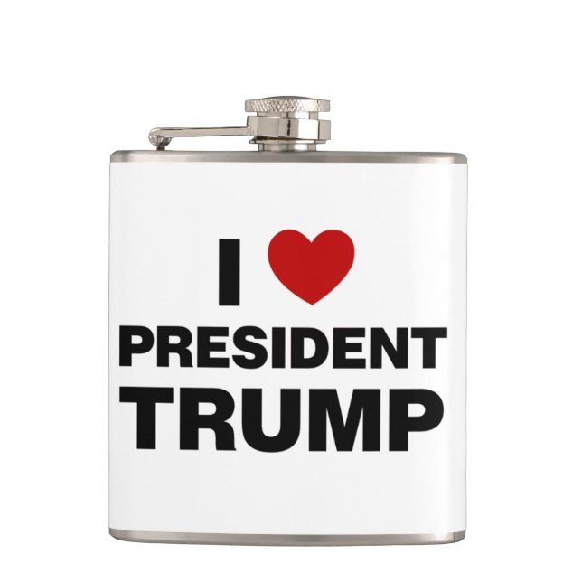 I Love President Trump Heart Hip Flask (Front)
