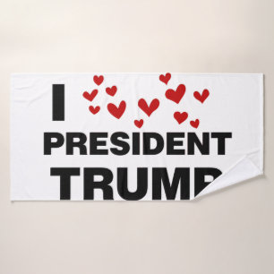 I Love President Trump Hearts Bath Towel