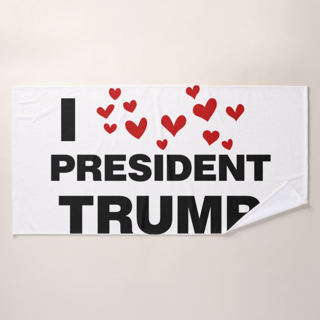 I Love President Trump Hearts Bath Towel (Bath Towel)