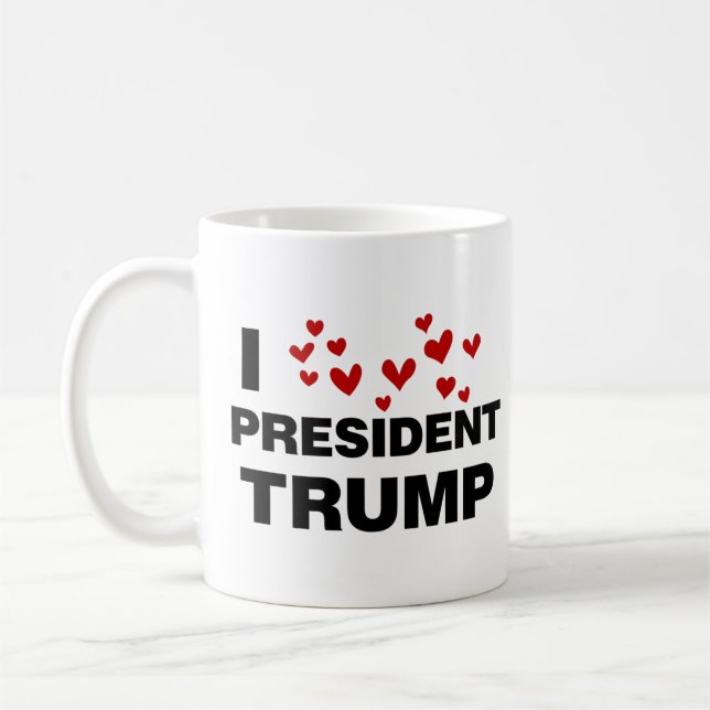 I Love President Trump Hearts Coffee Mug (Left)