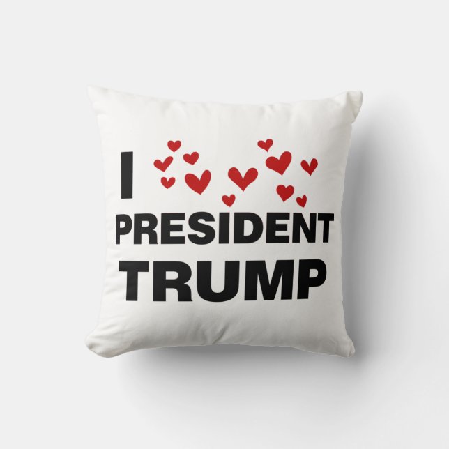 I Love President Trump Hearts Cushion (Front)