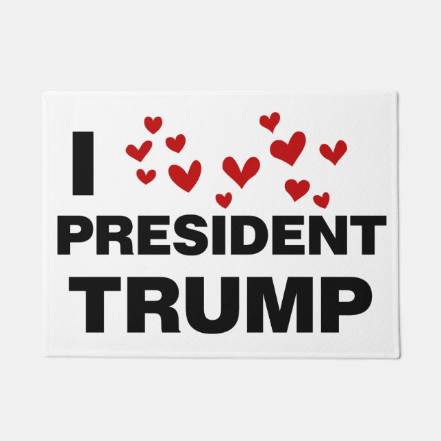 I Love President Trump Hearts Doormat (Front)