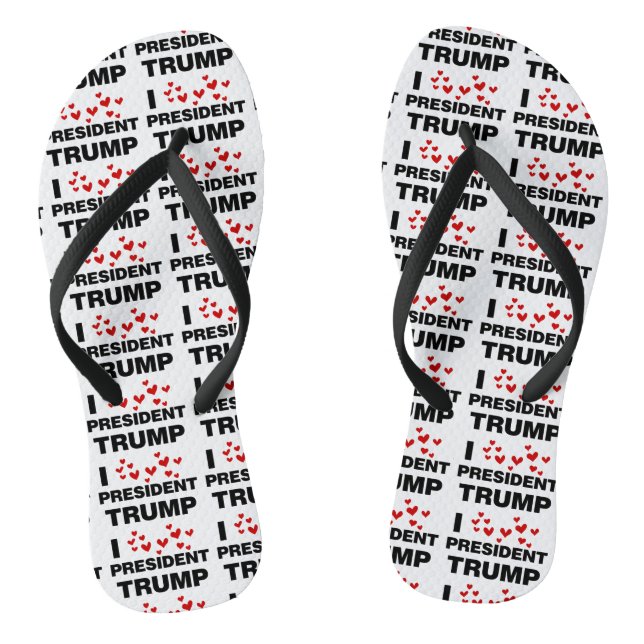 I Love President Trump Hearts Flip Flops (Footbed)