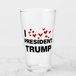 I Love President Trump Hearts Glass
