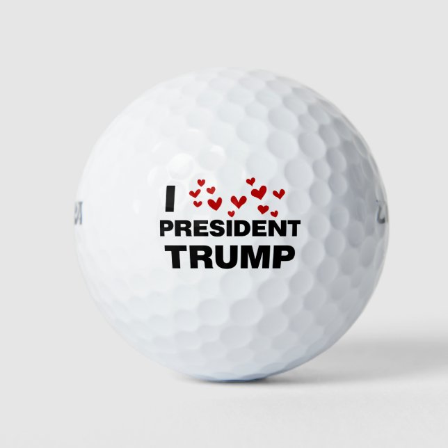 I Love President Trump Hearts Golf Balls (Front)