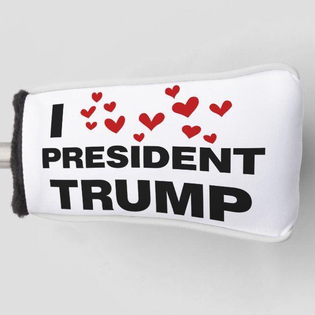 I Love President Trump Hearts Golf Head Cover (Front)