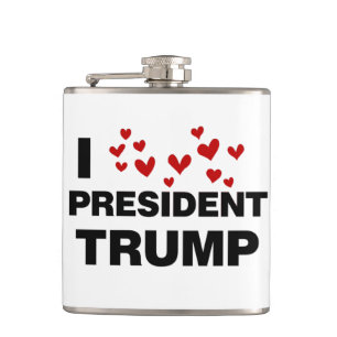 I Love President Trump Hearts Hip Flask